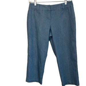 Westbound Petites Size 8P Mid-Rise Cropped Capri Pant Light Blue Pockets Summer